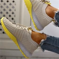 Mollyshoe Colorblock Knitted Breathable Lace-Up Sneakers