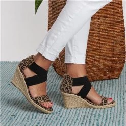 Mollyshoe Summer Round Toe High Heel Wedge Casual Ladies Sandals