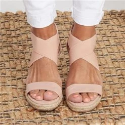 Mollyshoe Summer Round Toe High Heel Wedge Casual Ladies Sandals