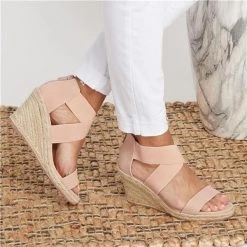 Mollyshoe Summer Round Toe High Heel Wedge Casual Ladies Sandals