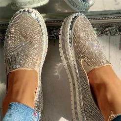 Mollyshoe Women Casual Fashion Rhinestone Slip-on Sneakers