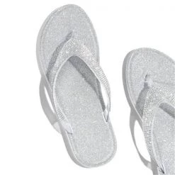 Mollyshoe Silver Summer Artificial Leather Rhinestone Seaside Slippers