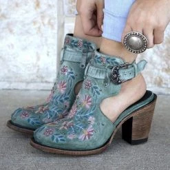 Mollyshoe Floral Halfsie Booties Heels
