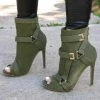 Mollyshoe Back Zip Peep Toe Stiletto Heel Ankle Boots