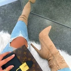 Mollyshoe Side Zipper High Heel Boots