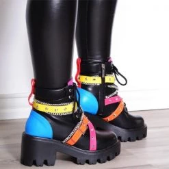 Mollyshoe Chunky Buckle Rivet Lightweight Boots