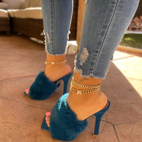 Heels Mollyshoe Suede Fashion Fur High Heel Sandals 6 Heels Mollyshoe Suede Fashion Fur High Heel Sandals
