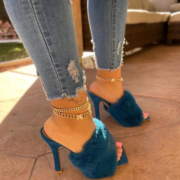 Heels Mollyshoe Suede Fashion Fur High Heel Sandals 7 Heels Mollyshoe Suede Fashion Fur High Heel Sandals