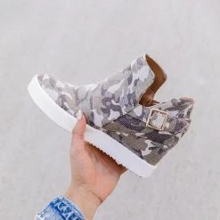 Mollyshoe Wedge Heel Camo Sneakers