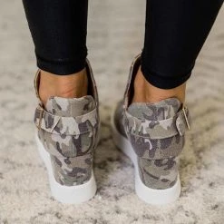 Mollyshoe Wedge Heel Camo Sneakers
