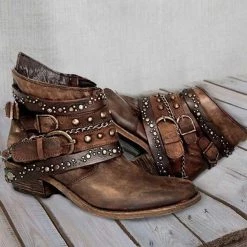 Mollyshoe Stylish Buckle Rivet Boots