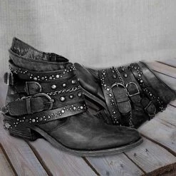 Mollyshoe Stylish Buckle Rivet Boots