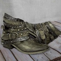 Mollyshoe Stylish Buckle Rivet Boots