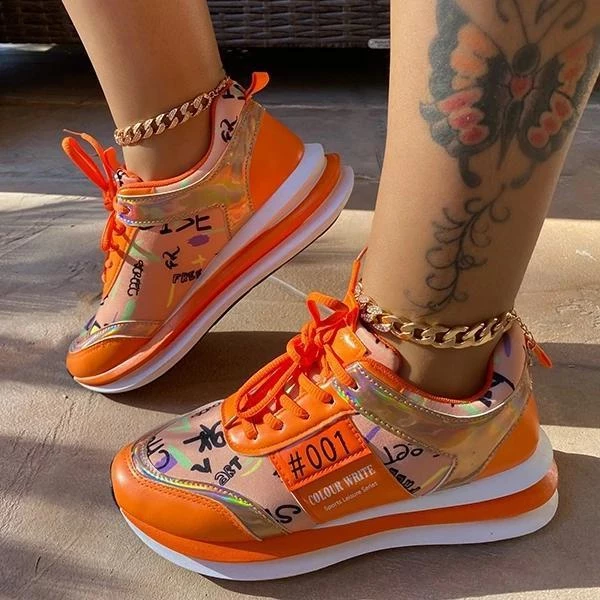 Mollyshoe Personalized Graffiti Stitching Orange Sneakers 4 Mollyshoe Personalized Graffiti Stitching Orange Sneakers