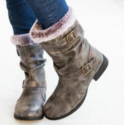 Mollyshoe Round Toe Low Heel Pull-On Fur Booties 8 Mollyshoe Round Toe Low Heel Pull-On Fur Booties