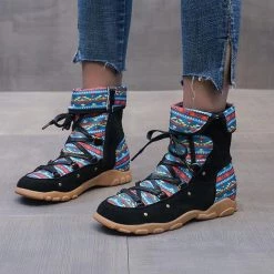 Mollyshoe Vintage Mutilcolor Pattern Short Boots