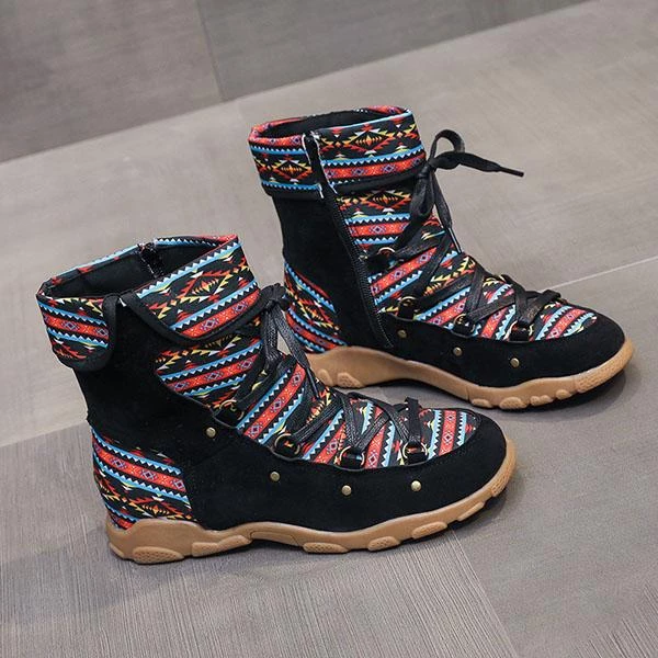 Mollyshoe Vintage Mutilcolor Pattern Short Boots 6 Mollyshoe Vintage Mutilcolor Pattern Short Boots