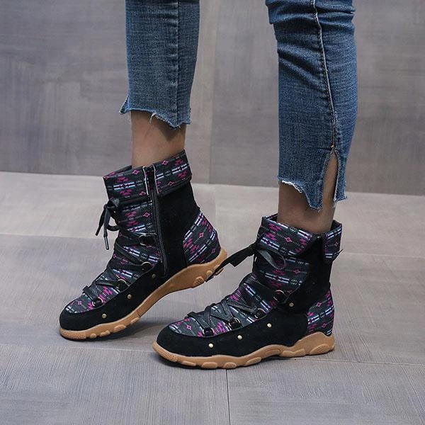 Mollyshoe Vintage Mutilcolor Pattern Short Boots 7 Mollyshoe Vintage Mutilcolor Pattern Short Boots