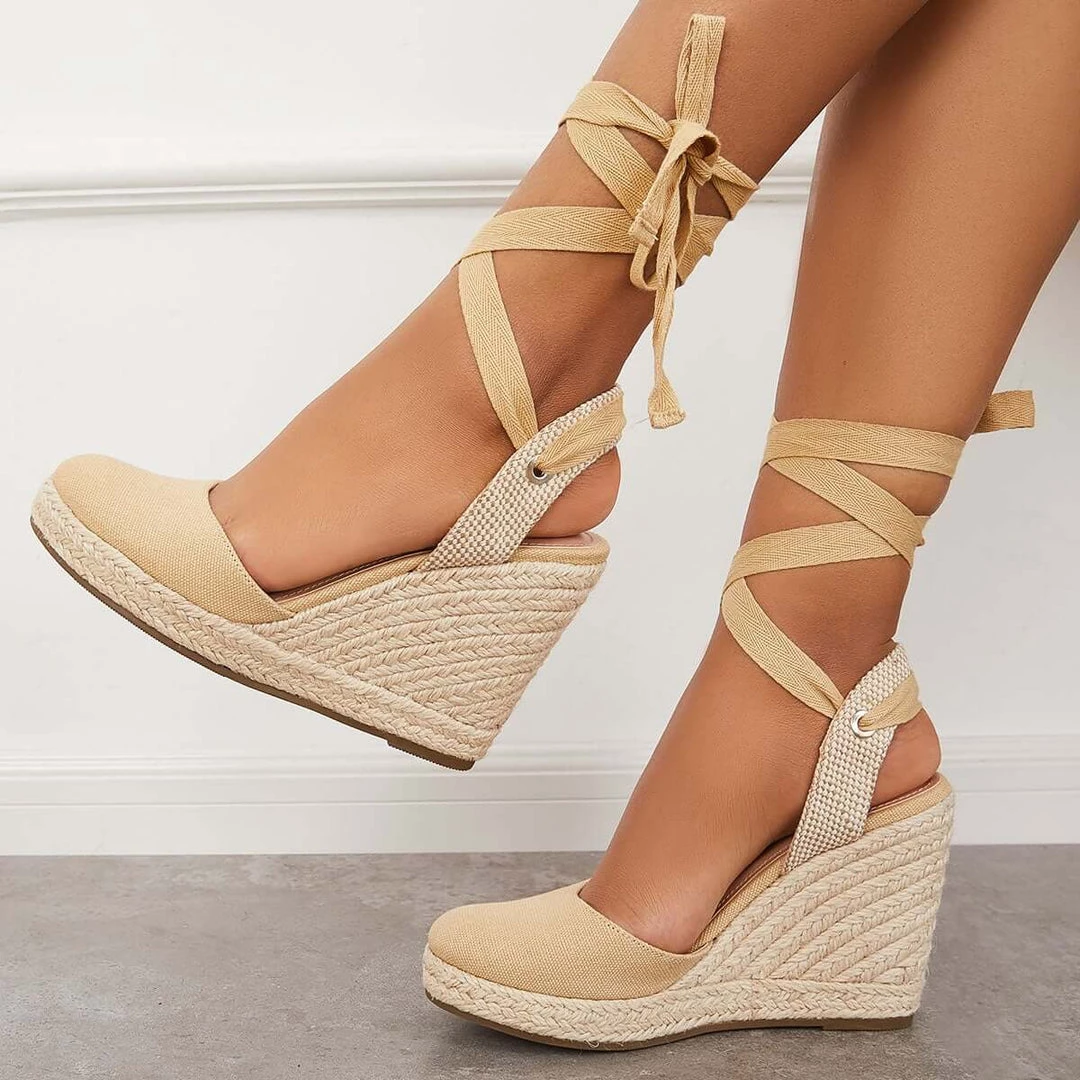 Mollyshoe Lace Up Espadrille Wedges Platform Heel Singback Sandals Heels 6 Mollyshoe Lace Up Espadrille Wedges Platform Heel Singback Sandals Heels