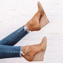 Mollyshoe Classic Ankle Strap Wedge Shoes