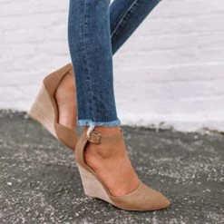 Mollyshoe Classic Ankle Strap Wedge Shoes