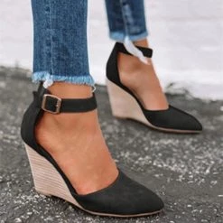 Mollyshoe Classic Ankle Strap Wedge Shoes