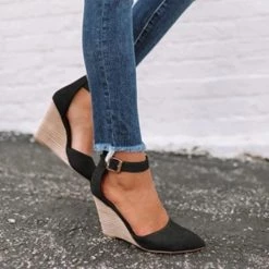 Mollyshoe Classic Ankle Strap Wedge Shoes