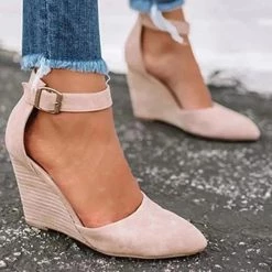 Mollyshoe Classic Ankle Strap Wedge Shoes