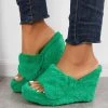 Mollyshoe Faux Fur Wedge Slippers Furry Platform High Heel Slide Shoes 2 Mollyshoe Faux Fur Wedge Slippers Furry Platform High Heel Slide Shoes