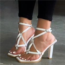 Mollyshoe Women's Squared Toe Thong Heels