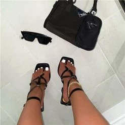 Mollyshoe Women's Squared Toe Thong Heels