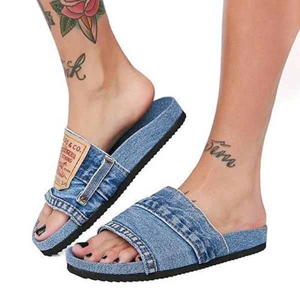 Mollyshoe Women's Stylish Denim Slides Sandals 4 Mollyshoe Women's Stylish Denim Slides Sandals