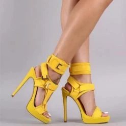 Mollyshoe Stylish Buckle Ankle-Wrap Stiletto High Heels