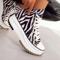 Mollyshoe Women Platform Canvas Lace-Up Sneakers