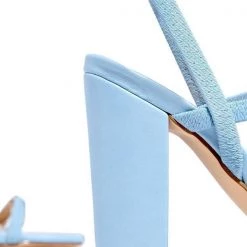 Mollyshoe Elastic Straps Squared Toe Chunky Heels