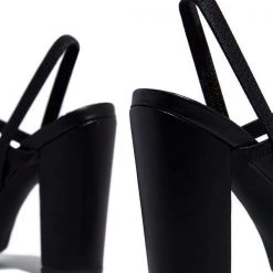 Mollyshoe Elastic Straps Squared Toe Chunky Heels