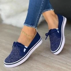 Sneakers Mollyshoe Women Simple Fabric Slip On Flat Heel Loafers