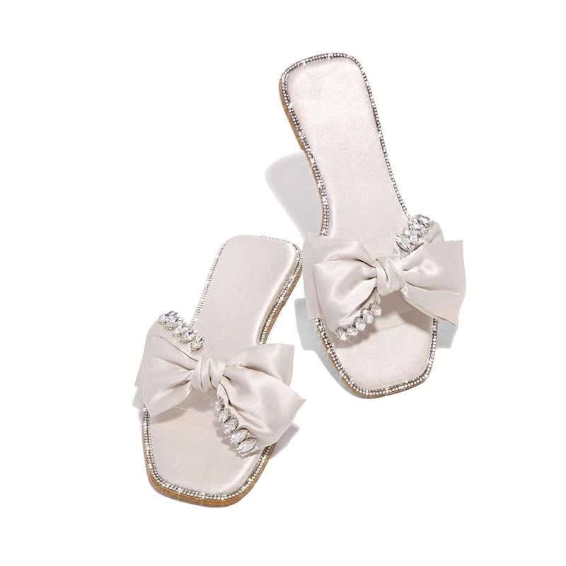 Mollyshoe Open Squared Toe Rhinestone Bownots Slippers 5 Mollyshoe Open Squared Toe Rhinestone Bownots Slippers