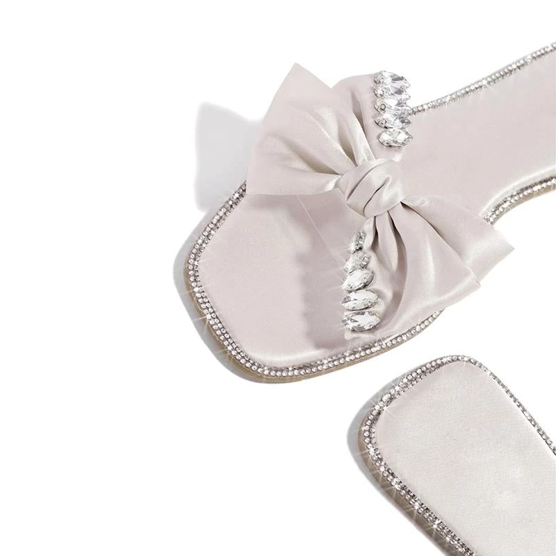 Mollyshoe Open Squared Toe Rhinestone Bownots Slippers 6 Mollyshoe Open Squared Toe Rhinestone Bownots Slippers