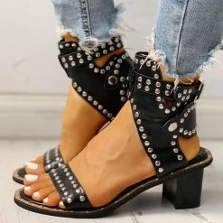 Mollyshoe Open Toe Rivet Chunky Heeled Sandals For Women Heels 13 Mollyshoe Open Toe Rivet Chunky Heeled Sandals For Women Heels