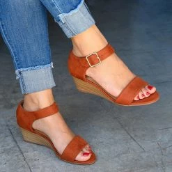 Mollyshoe Daily Comfy Low Heel Wedge Sandals Heels