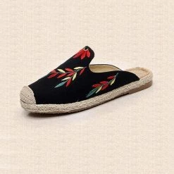 Mollyshoe Fashion Embroidered Espadrille Flat Slippers 42 Mollyshoe Fashion Embroidered Espadrille Flat Slippers