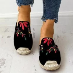 Mollyshoe Fashion Embroidered Espadrille Flat Slippers 40 Mollyshoe Fashion Embroidered Espadrille Flat Slippers