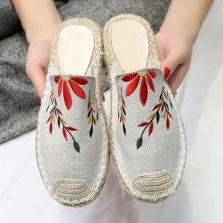 Mollyshoe Fashion Embroidered Espadrille Flat Slippers 37 Mollyshoe Fashion Embroidered Espadrille Flat Slippers