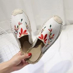Mollyshoe Fashion Embroidered Espadrille Flat Slippers 36 Mollyshoe Fashion Embroidered Espadrille Flat Slippers