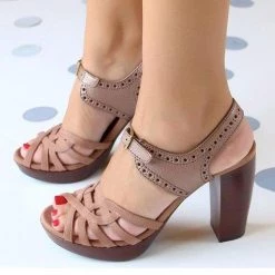 Heels Mollyshoe Peep Toe Chunky Heel PU Casual Buckle Sandals