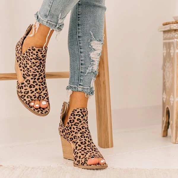 Mollyshoe Leopard Open Toe Wedges 7 Mollyshoe Leopard Open Toe Wedges