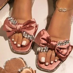 Mollyshoe Open Squared Toe Rhinestone Bownots Slippers 19 Mollyshoe Open Squared Toe Rhinestone Bownots Slippers