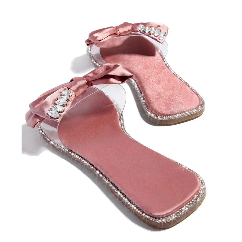 Mollyshoe Open Squared Toe Rhinestone Bownots Slippers 9 Mollyshoe Open Squared Toe Rhinestone Bownots Slippers