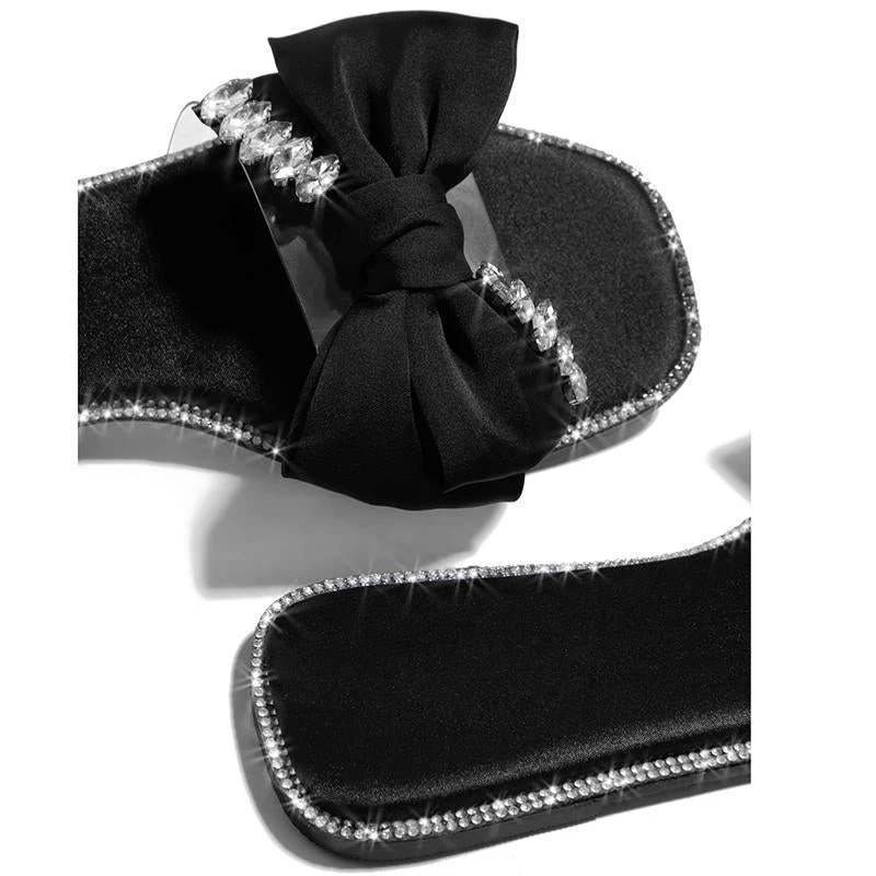 Mollyshoe Open Squared Toe Rhinestone Bownots Slippers 12 Mollyshoe Open Squared Toe Rhinestone Bownots Slippers